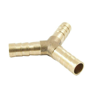 SolaDirect 10 mm Brass Y Type 3 Way Hose Joiner Barbed Splitter Connector Air Fuel Water Pipe Tubing from B&Q