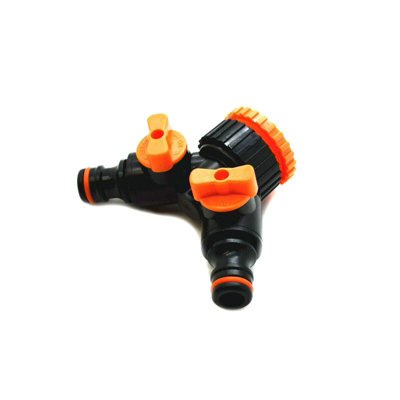 SolaDirect 2 Way Garden Hose Splitter 2 Way Hose Connector Water Flow Regulator And Shut Off from B&Q