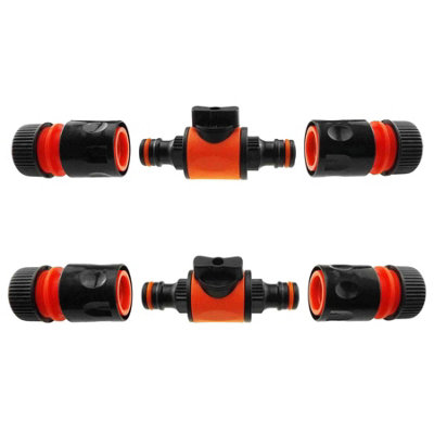 SolaDirect In-Line Shut-Off Valve For Join Garden Hose Pipe TubeDouble Male Connector Valve Extender & Hose Connectors (RedPack Of 2) from B&Q