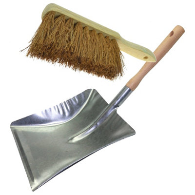 SolaDirect Soft Coco Hand Brush And Long Handle Metal Dustpan SetNatural Coconut Bristles With Wooden HandleIndoor Surface-Safe Clean from B&Q