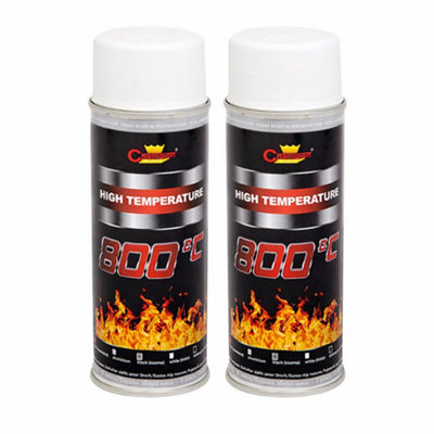 SolaDirect 2 X 400 Ml White Ral 9003 Heat-Resistant Enamel Paint Silicone-Based Up To 800 CHigh Temperature Metal Coating from B&Q