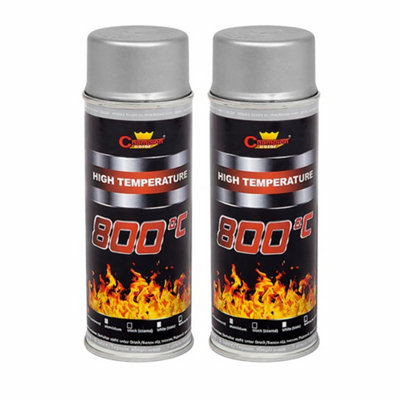 SolaDirect 2 X 400 Ml Silver Ral 9006 Heat-Resistant Enamel Paint Silicone-Based Up To 800 CHigh Temperature Metal Coating from B&Q