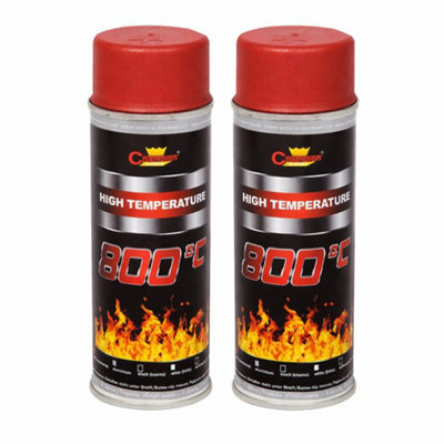 SolaDirect 2 X 400 Ml Red Heat-Resistant Enamel Paint Silicone-Based Up To 800 CHigh Temperature Metal Coating from B&Q