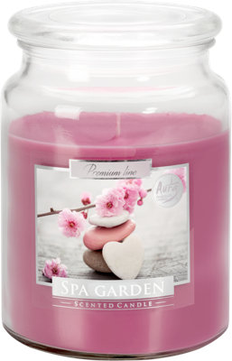 B&Q -  18Oz Large Scented Candle In Glass Jar Fragrance Aromatic 100 Hr Burn Time (Spa Garden)