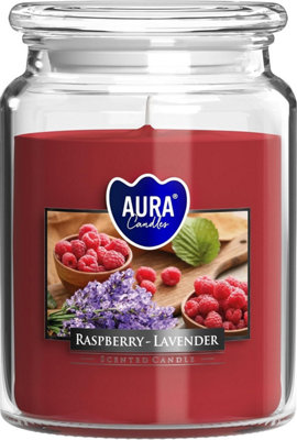 SolaDirect 18Oz Large Scented Candle In Glass Jar Fragrance Aromatic 100 Hr Burn Time (RaspberryLavender) from B&Q