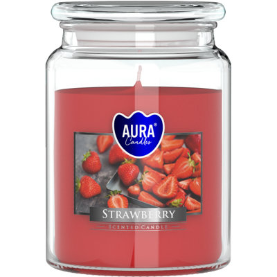SolaDirect 18Oz Large Scented Candle In Glass Jar Fragrance Aromatic 100 Hr Burn Time (Strawberry) from B&Q