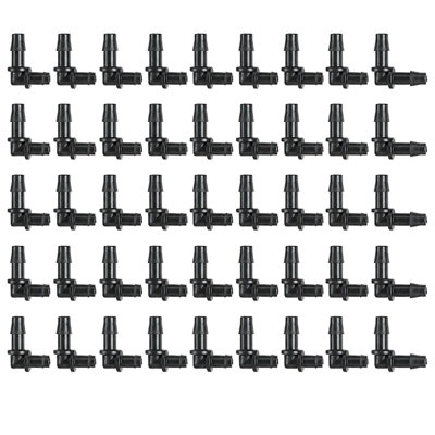 SolaDirect 4mm Elbow Micro Irrigation FittingsPack Of 50 Barbed Right-Angle Connectors For Drip LineMicro TubePotsGreenhouse from B&Q