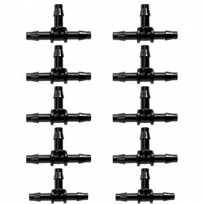 SolaDirect 4mm Tee Micro Irrigation FittingsPack Of 10 Barbed T Connectors For Drip LineMicro TubePotsGreenhouseRaised Beds from B&Q
