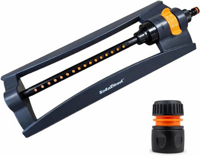 B&Q -  Oscillating Lawn Sprinkler With Hose Connector And Nozzle Cleaning PinAdjustable Garden Watering Sprinkler With Flow Control