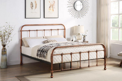 Burford Copper Vintage Victorian Style Metal Bed FrameDouble 4Ft6 from B&Q