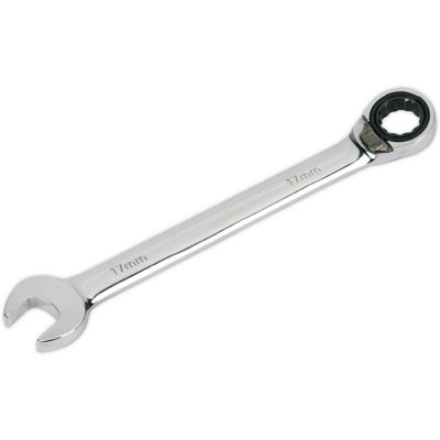 17mm Reversible Ratchet Combination SpannerChrome Vanadium Steel Wrench from B&Q