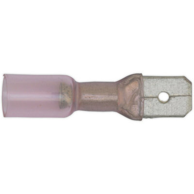  - 25 Pack 6.4mm Heat Shrink Male Push-On Terminal22 To 18 Awg CableRed