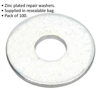 100 PackZinc Plated Repair WasherM8 X 25mmMetricMetal Spacer from B&Q
