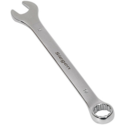 B&Q Durable 16Mm Hardened Steel Combination Spanner - Polished Chrome Vanadium Wrench