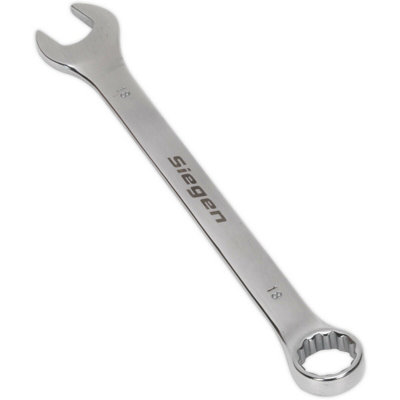 Premium 18mm Hardened Steel Combination SpannerPolished Chrome Vanadium Wrench from B&Q