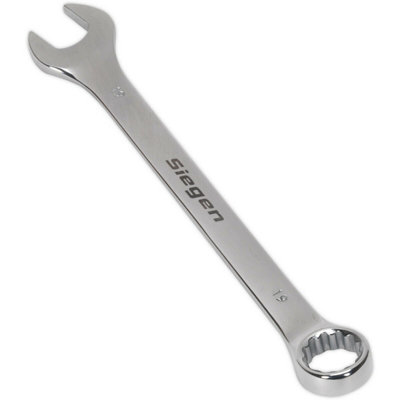 Premium 19mm Hardened Steel Combination Spanner With Polished Chrome Finish from B&Q