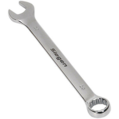 B&Q Durable 20Mm Hardened Steel Combination Spanner - Polished Chrome Vanadium Wrench