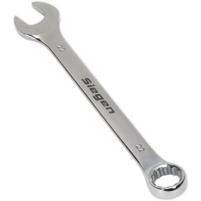 B&Q Durable 22Mm Hardened Steel Combination Spanner - Chrome Vanadium Finish