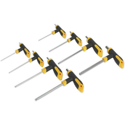  - 8 Piece T-Handle Ball-End Hex Key Set With Comfort Grip2mm To 10mm Sizes