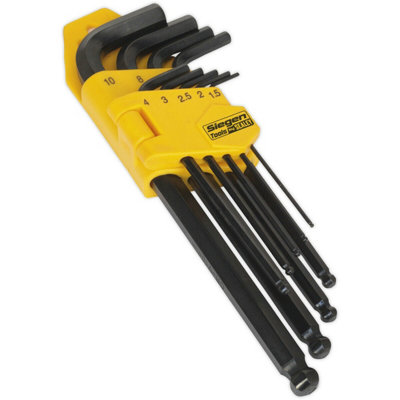  - Versatile 9 Piece Ball-End Hex Key Set For Precision Fastening1.5mm To 10mm Sizes