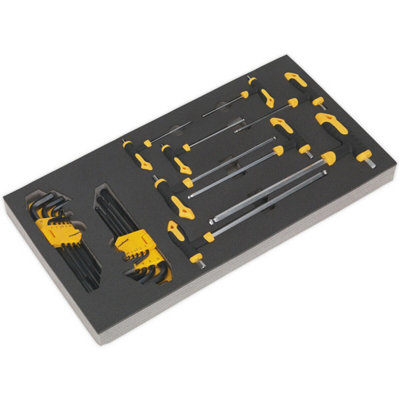 B&Q 26-Piece T-Handle And Hex Key Tool Set With Organizer Tray For Ultimate Convenience