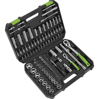 94Pc Premium Socket / Bit & Ratchet Handle Set1/4" 1/2" Drive 6 Point Metric from B&Q