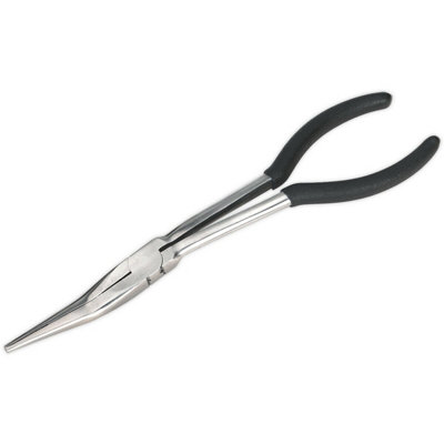 275mm Offset Needle Nose PliersDrop Forged SteelFoam Grip Handles from B&Q