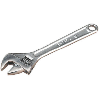 200mm Adjustable WrenchChrome Plated Steel24mm Offset JawsSpanner from B&Q