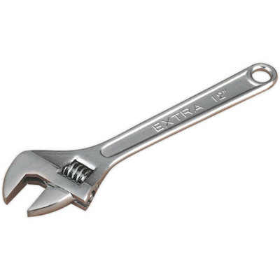 300mm Adjustable WrenchChrome Plated Steel34mm Offset JawsSpanner from B&Q