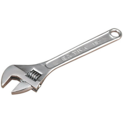 375mm Adjustable WrenchChrome Plated Steel43mm Offset JawsSpanner from B&Q