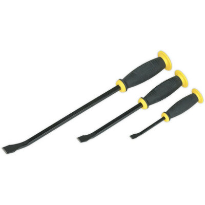  - 3 Piece Angled Pry Bar SetHammer- Heat Treated Steel ShaftsSoft Grip