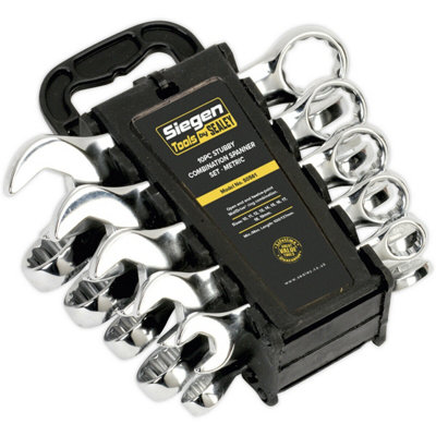 Loops 10Pc Stubby Short Handled Combination Spanner Set 12 Point Metric Ring Open Head - Image 3