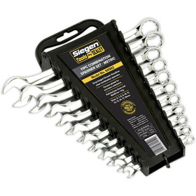 Loops Unisex Multicolor 11Pc Slim Handled Combination Spanner Set 12 Point Metric Ring Open End Head - Image 3