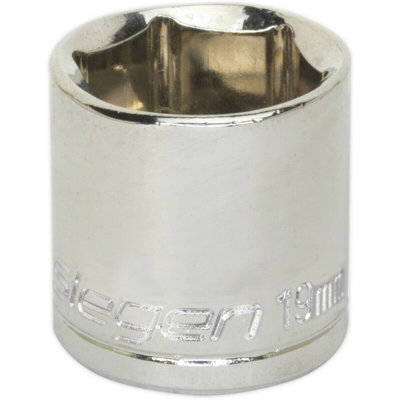 19mm Chrome Plated Drive SocketDurable High Grade Carbon Steel For 3/8" Drive