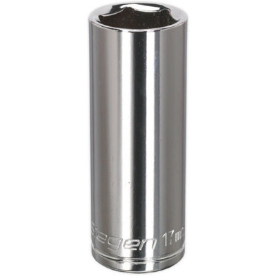 High-Quality 17mm Chrome Plated Deep Drive Socket3/8" Square Drive Carbon Steel Tool