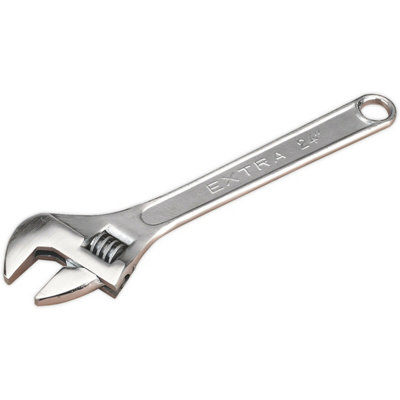 600mm Adjustable WrenchChrome Plated Steel62mm Offset JawsSpanner from B&Q
