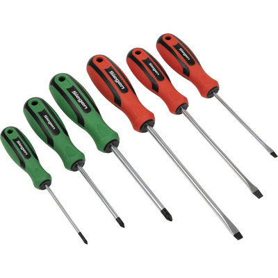  - 6 Pack Premium Soft Grip Handle Screwdriver SetSlotted & Pozi Magnetic Tip