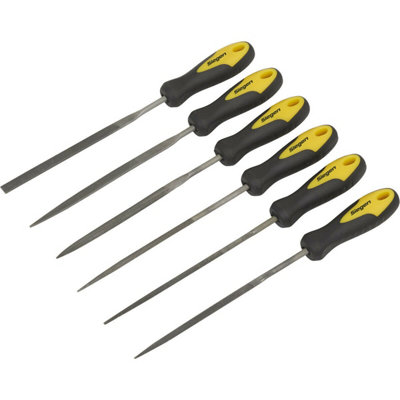 6 Piece 100mm Needle File SetComfort Grip HandlesPrecision Micro Files from B&Q