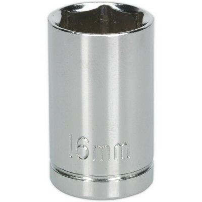 16mm Chrome Plated Drive SocketDurable 1/2 Inch Square Drive Tool