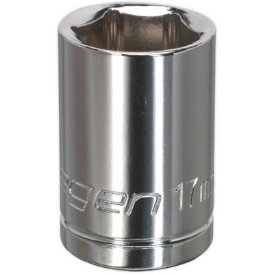 17mm Chrome Plated Drive SocketDurable High Grade Carbon Steel For 1/2" Square Drive