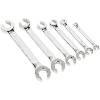  - 6 Pack Flare Nut Spanner Set -Compression Joint Wrench / Crow Foot Brake Spanner