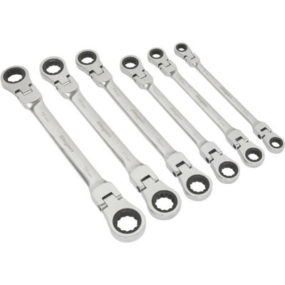 6-Piece Flexible Head Ratchet Ring Spanner Set12 Point Metric Wrench For Tight Spaces from B&Q