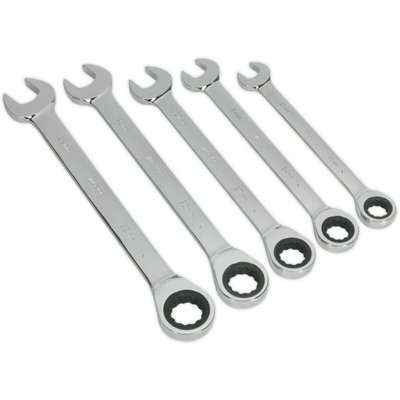 Loops Unisex Multicolor 5Pc Slim Handled Combination Spanner Set - Point Metric Ring Open End Head Size 12 - Image 3