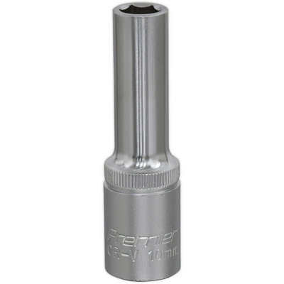 10mm Deep Drive Socket1/2" Chrome Vanadium Steel Tool For Professionals from B&Q