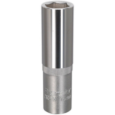 15mm Deep Drive Steel Socket1/2" Chrome Vanadium Drive Tool For Professionals from B&Q