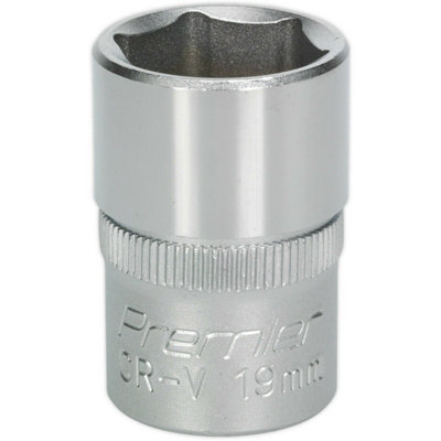 19mm Chrome Vanadium Steel Drive Socket1/2 Inch Square Drive Wrench Tool from B&Q