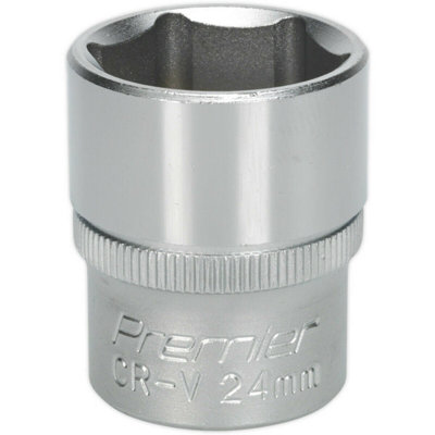 24mm Chrome Vanadium Steel Drive Socket1/2" Square Drive Wrench Tool from B&Q