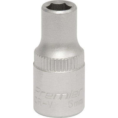 5mm Chrome Vanadium Forged Steel Drive Socket1/4 Inch Square Drive Performance Tool from B&Q