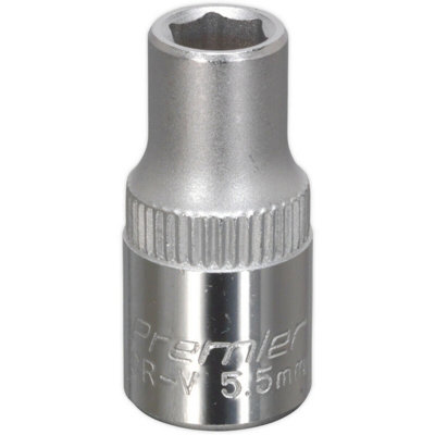 Premium 5.5mm Forged Steel Drive Socket1/4 Inch Square Drive Chrome Vanadium Tool from B&Q