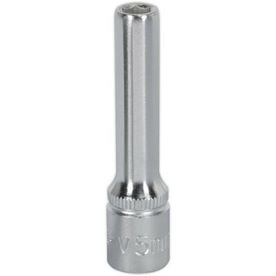 5mm Deep Drive SocketDurable Chrome Vanadium Steel1/4" Square Drive from B&Q